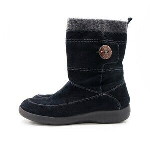Easy Spirit Black Suede Leather Flat Mid-Calf Winter Boots - 9